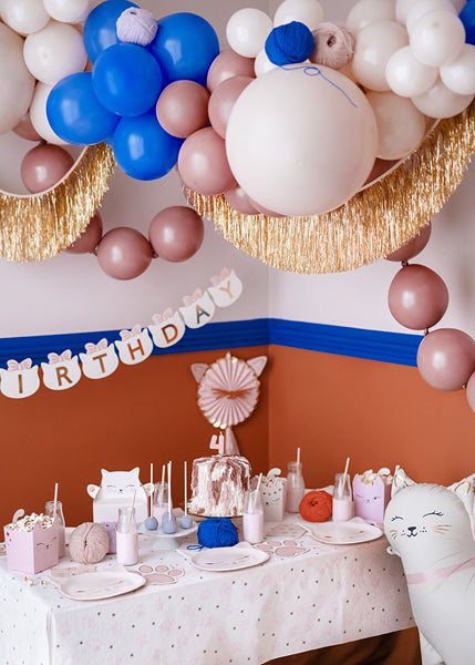 PartyDeco Tischdecke – 180×120 cm, Papier, Creme/Pink, Pfoten