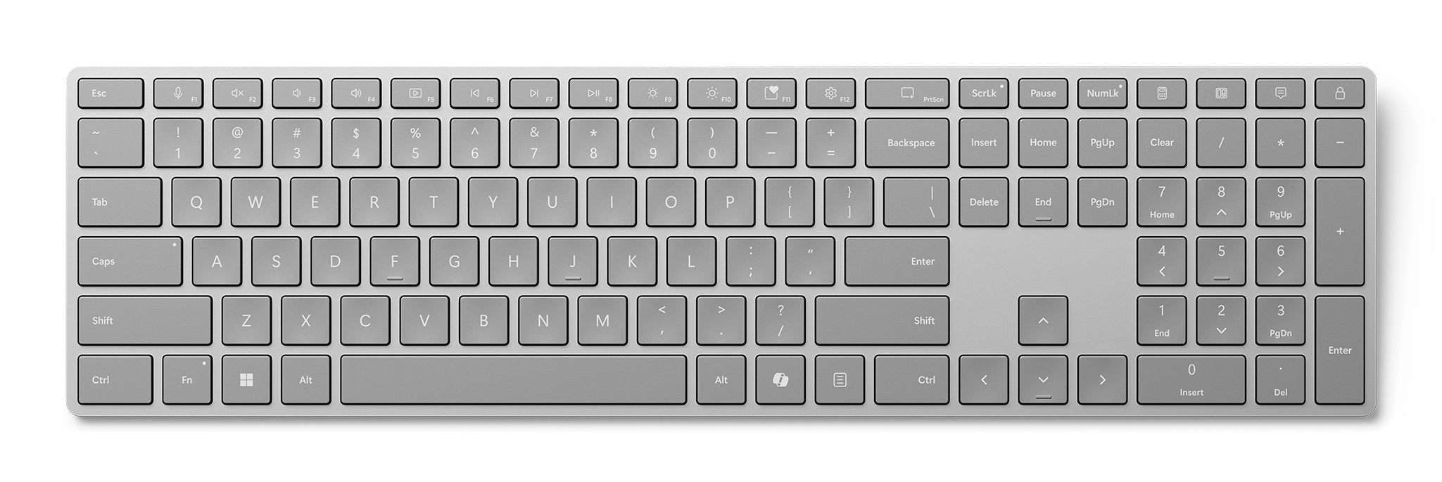 Microsoft Surface (2. Ausgabe) – Tastatur, kabellos (Bluetooth), US-Layout (EN), Grau