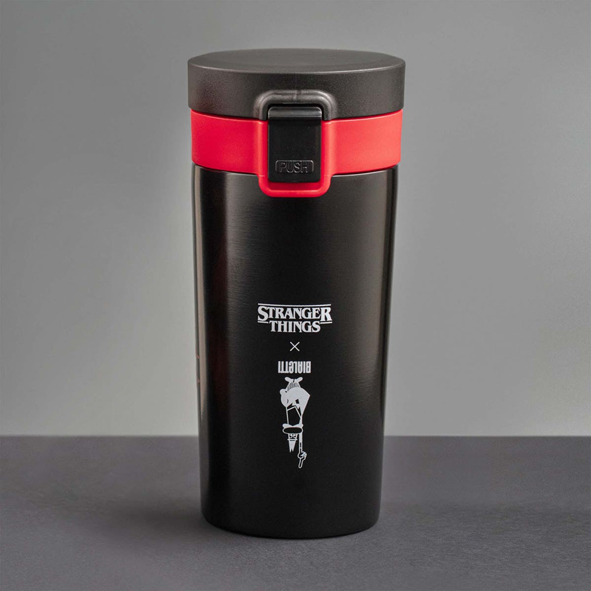 Bialetti Thermobecher 380 ml – doppelwandig, Edelstahl, Schwarz/Rot