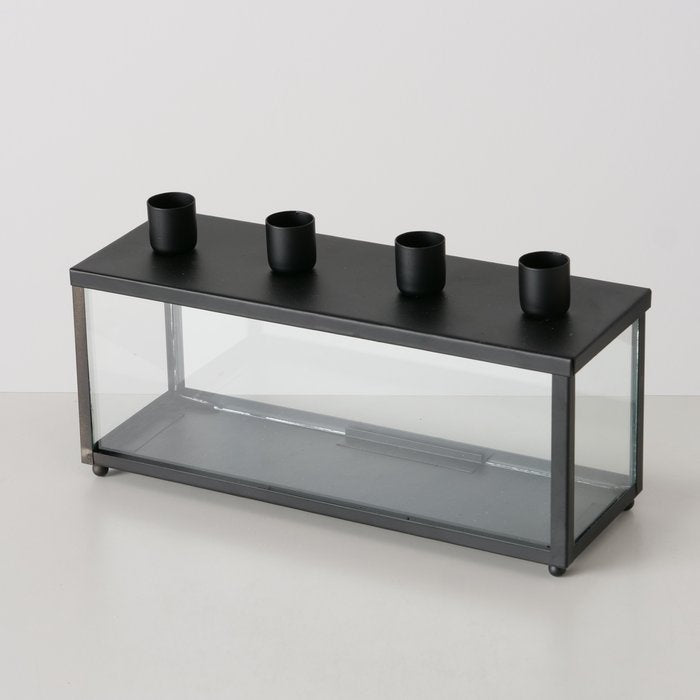Boltze Kerzenleuchter Eliana – Glas & Metall, mehrfarbig – 9 × 14 × 26 cm