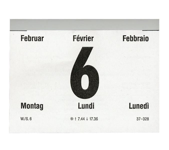 Biella Abreisskalender 2026 – 10,8 × 8 cm – 1 Tag/Blatt – d/f/i
