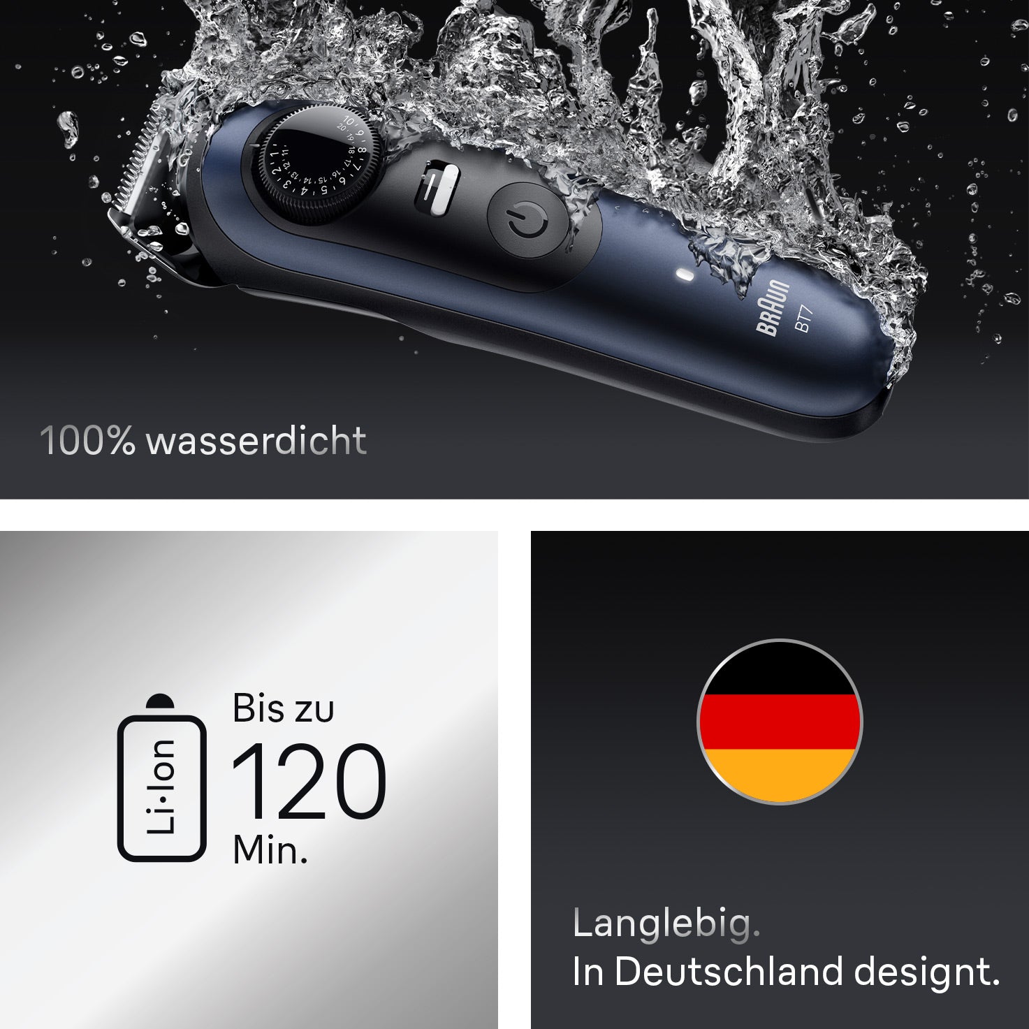 Braun Bartschneider Serie 7 BT7520 – Präzisionstrimmer, nass & trocken – 0,5–20 mm, Akku 120 min