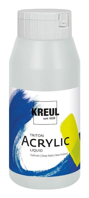 KREUL Triton Acryl Flüssig Acrylfarbe – Silber, matt – 750 ml – für Leinwand, Holz, Metall