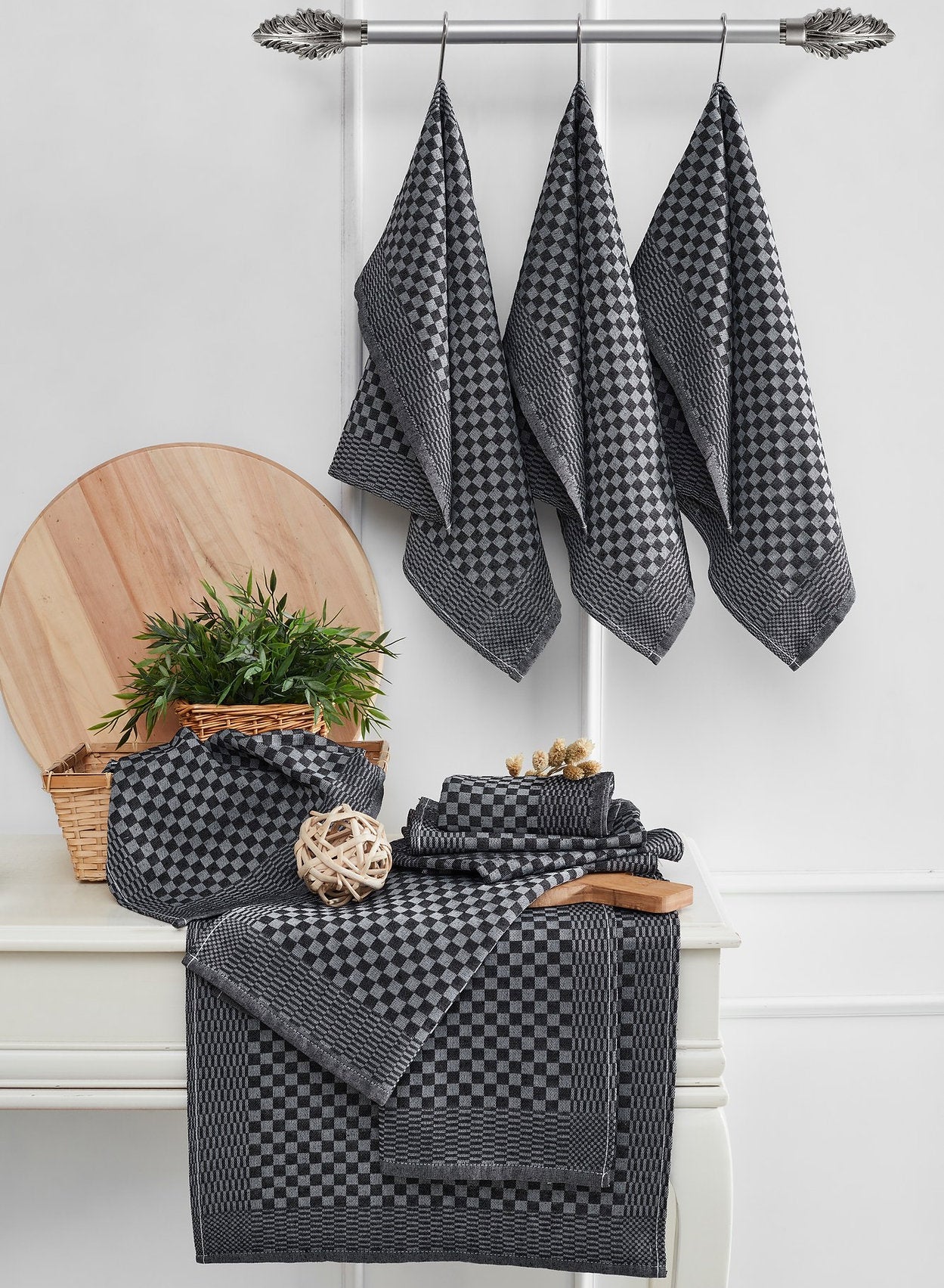 Hermia Geschirrtücher 10er-Set, 40 × 60 cm, Baumwolle/Polyester, Anthrazit