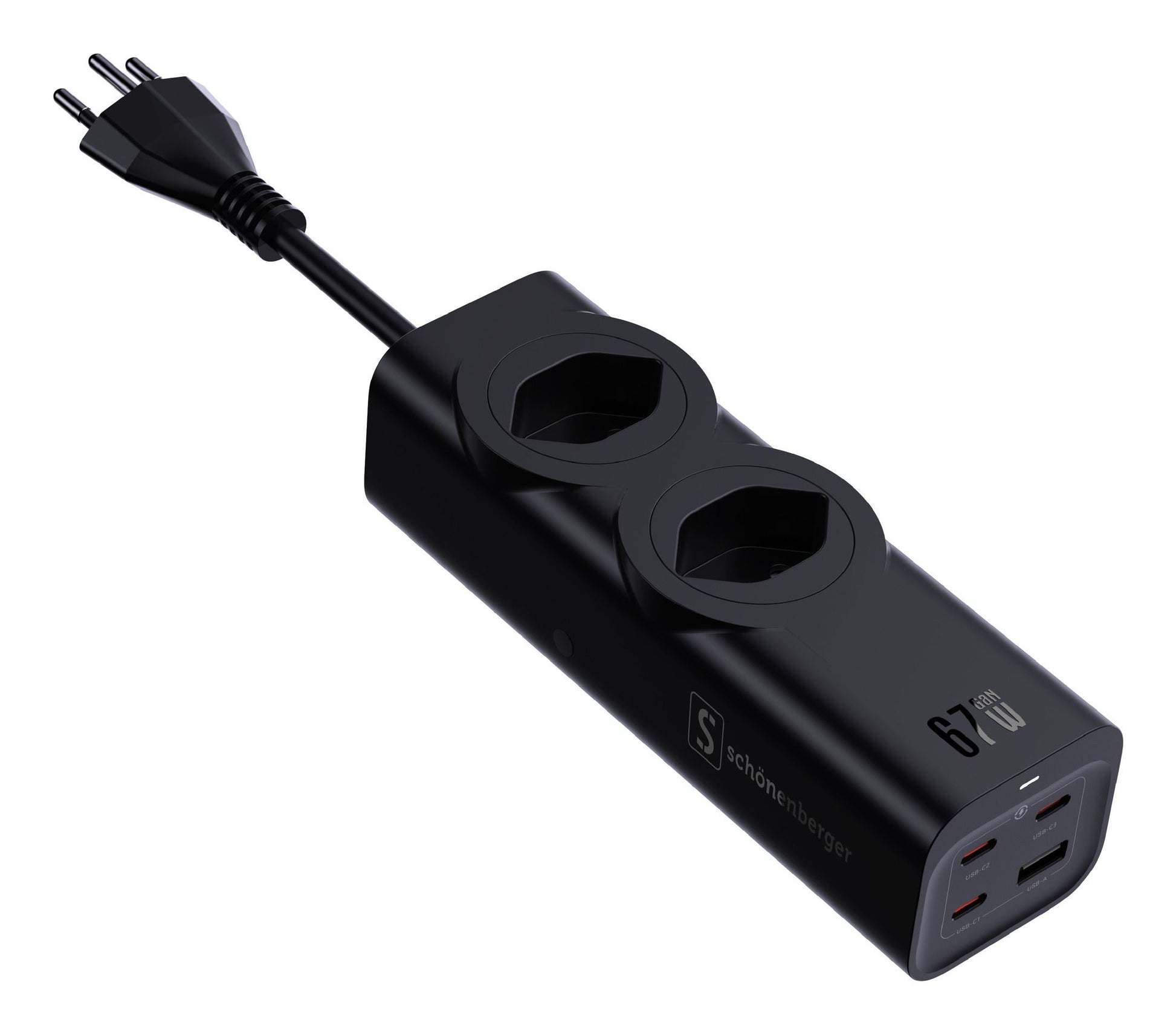 M. Schönenberger 24.21367SZ USB-Desktop-Ladegerät 67 W – USB-C×3, Micro-USB×1 – PD 3.0, QC 3.0 – Schwarz