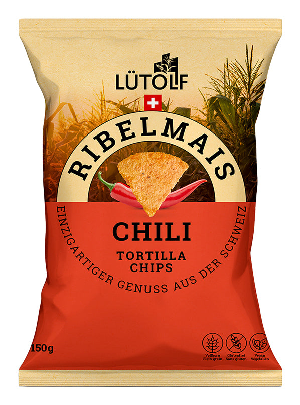 Lütolf Ribelmais Chips – Chili, glutenfrei – 150 g