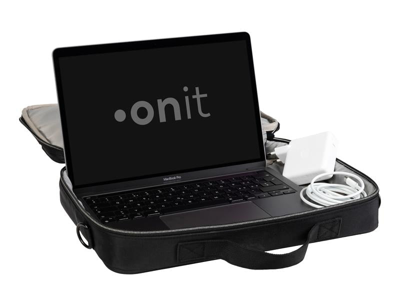 ONIT Clamshell Notebook-Tasche bis 15,6" – 600D rPET, mit Trolley-Band – Schwarz