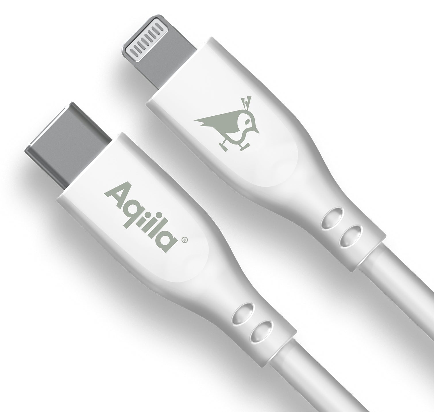 Aqiila USB-C auf Lightning Kabel – USB 2.0 (480 Mbit/s) – 1 m – Geflochten – Weiss – für Apple-Geräte