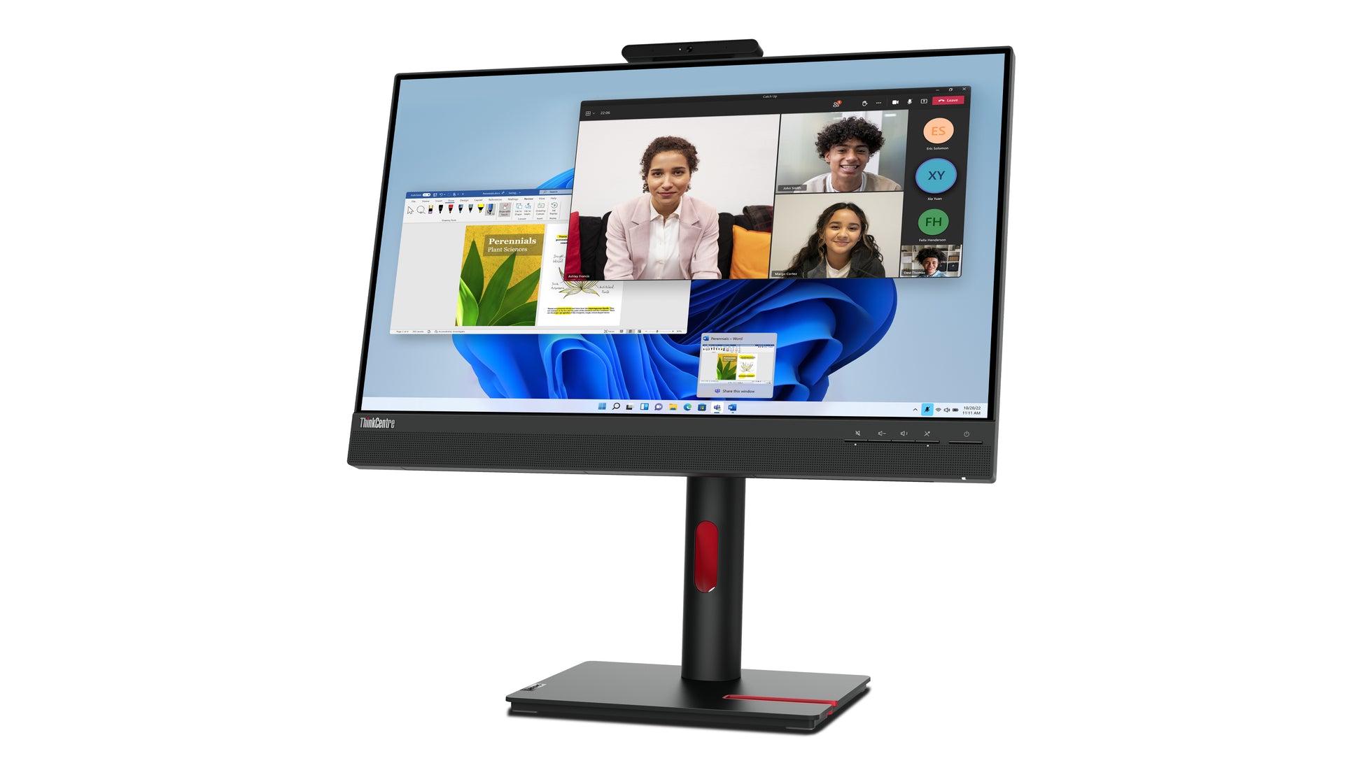 Lenovo Thinkcentre Tiny-In-One 24 – Monitor, 23,8", 60 Hz, 250 cd/m², KVM, Webcam, VESA 100 × 100, Schwarz