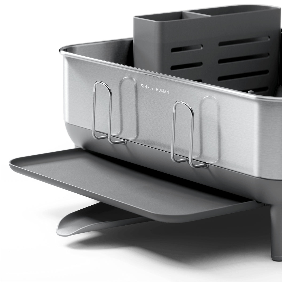 simplehuman Abtropfgestell 39,4 × 38 × 19 cm, Edelstahl, spülmaschinenfest, Silber