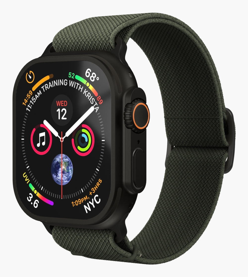 Vonmählen Classic Nylon Loop – Armband – für Apple Watch Ultra, Olive, Schwarz, One Size, Nylon