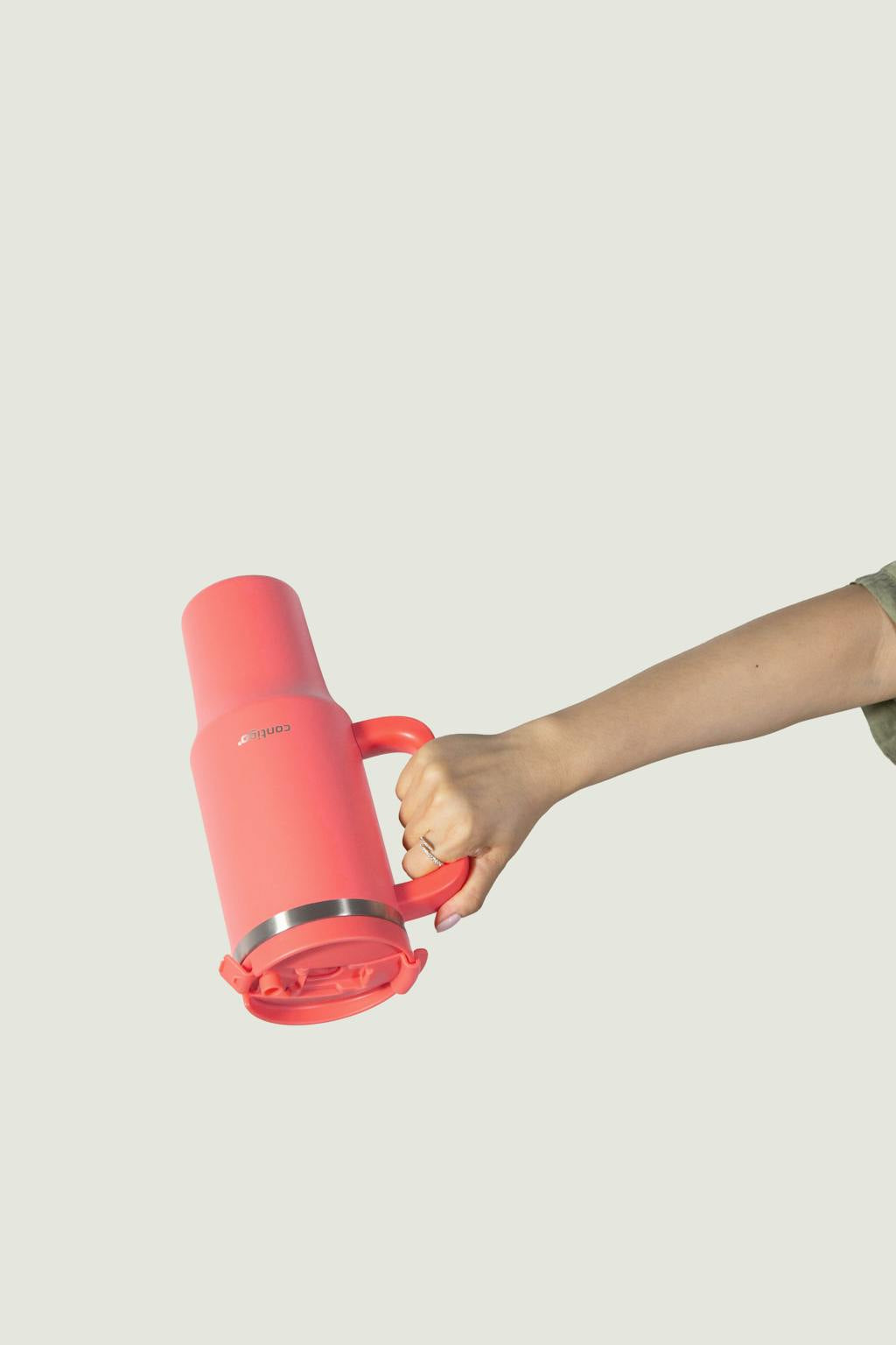 CONTIGO Thermobecher 1,2 l – doppelwandig, Edelstahl, mit Strohhalm, Koralle