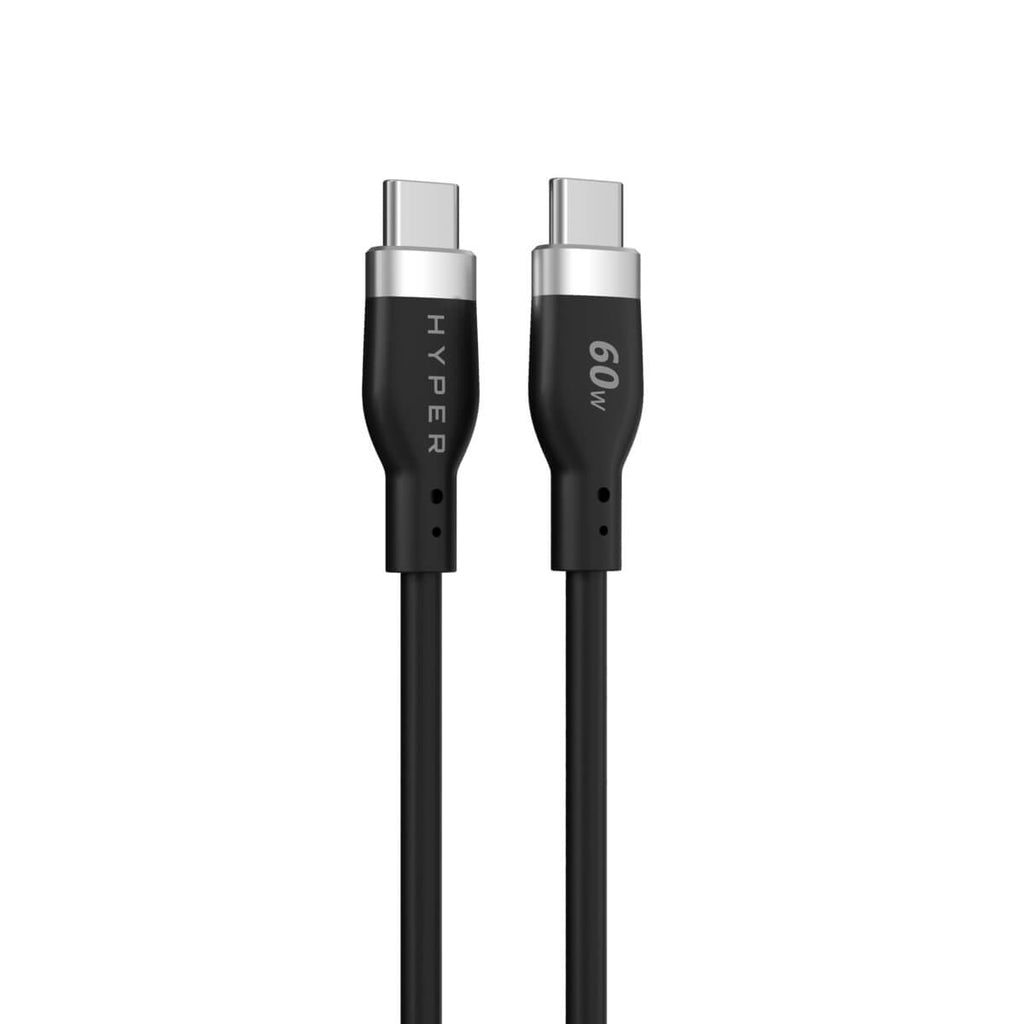 HYPER USB-C auf USB-C Kabel – USB 2.0 (480 Mbit/s) – 1,5 m – PD 60 W – Silikon – Schwarz