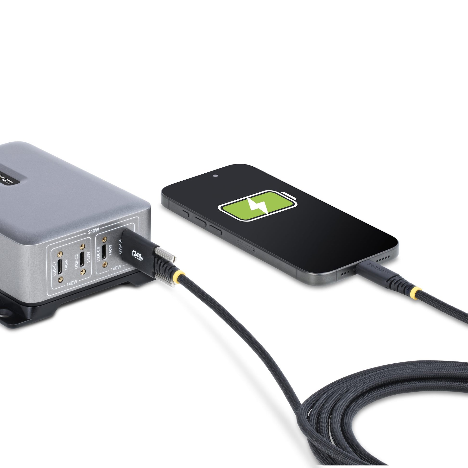 StarTech.com USB-C auf USB-C Kabel – USB 2.0 (480 Mbit/s) – 3 m – PD 240 W – Geflochten – Schwarz
