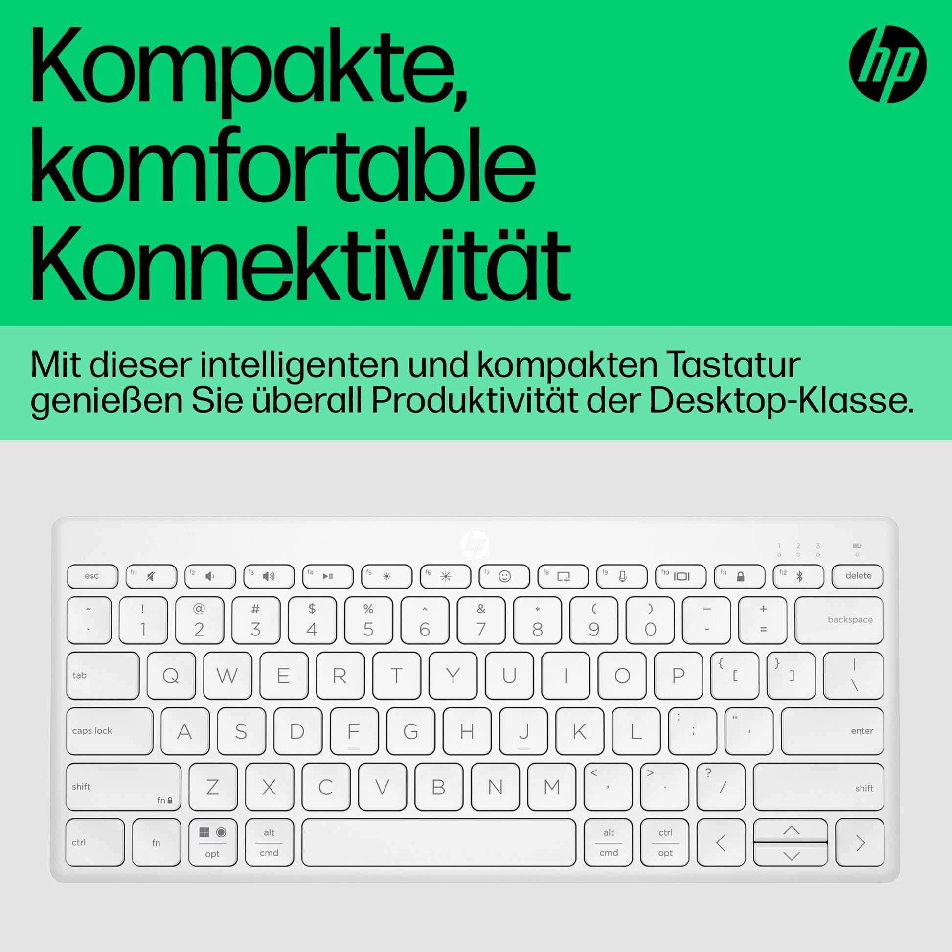 HP 350 – Tastatur, kabellos (Bluetooth), mechanisch, Multi-Device, weiss – für Windows, macOS & iPadOS u. a.
