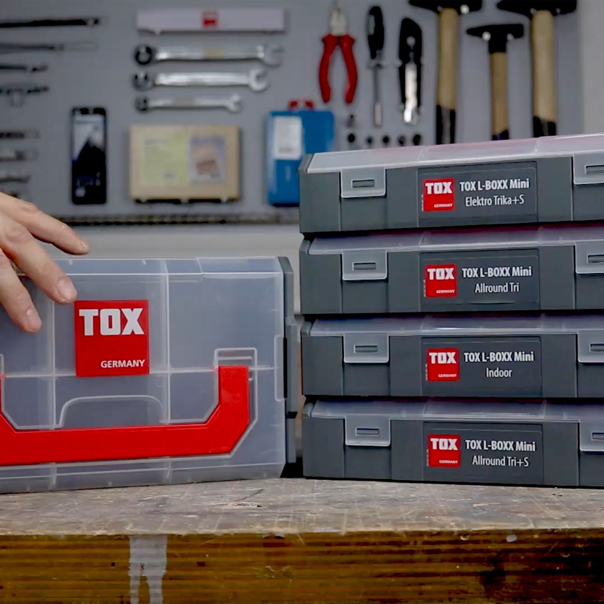 TOX Dübel L-Boxx Mini Systemkoffer – bestückt, 6 Fächer, grau, B 260 × H 60 × T 150 mm, für L-BOXX