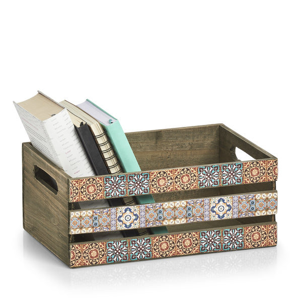 Zeller Present Aufbewahrungsbox – Holz (Tanne) – Mehrfarbig – mit Griff – 320 × 135 × 220 mm