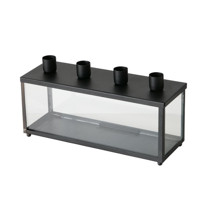 Boltze Kerzenleuchter Eliana – Glas & Metall, mehrfarbig – 9 × 14 × 26 cm