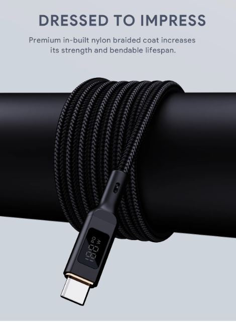 AUKEY USB-C-auf-USB-C-Kabel – USB 2.0 (480 Mbit/s) – 1 m – PD 100 W – LED-Display – für MacBook Pro und mehr