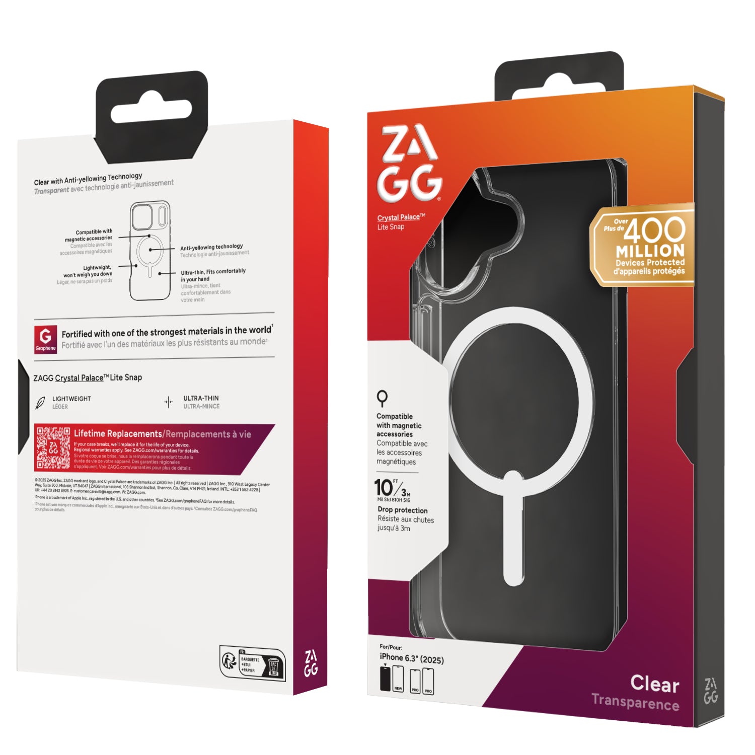 ZAGG Crystal Palace Lite Snap Backcover – für Apple iPhone 17, Graphen, Transparent, bis 3 m Sturzsicher