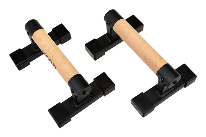 KOOR Liegestützgriffe F02709, 24 × 16 × 10 cm, 500 kg – Hellbraun, Birke/Stahl – 2er-Set
