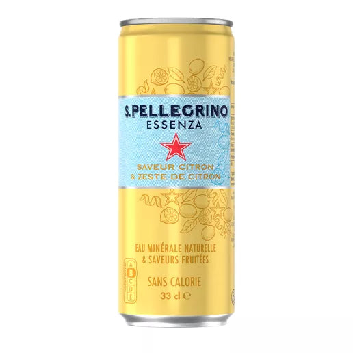 Sanpellegrino S.Pellegrino Essenza – Wasser mit Geschmack prickelnd, Zitrone – 6 × 33 cl Dosen