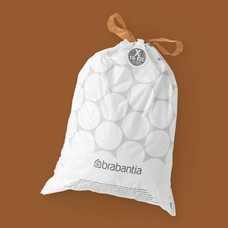 Brabantia Kehrichtsack PerfectFit X – 12 l, mit Zugband, PE, weiss, 357 × 490 mm, 40 Stk