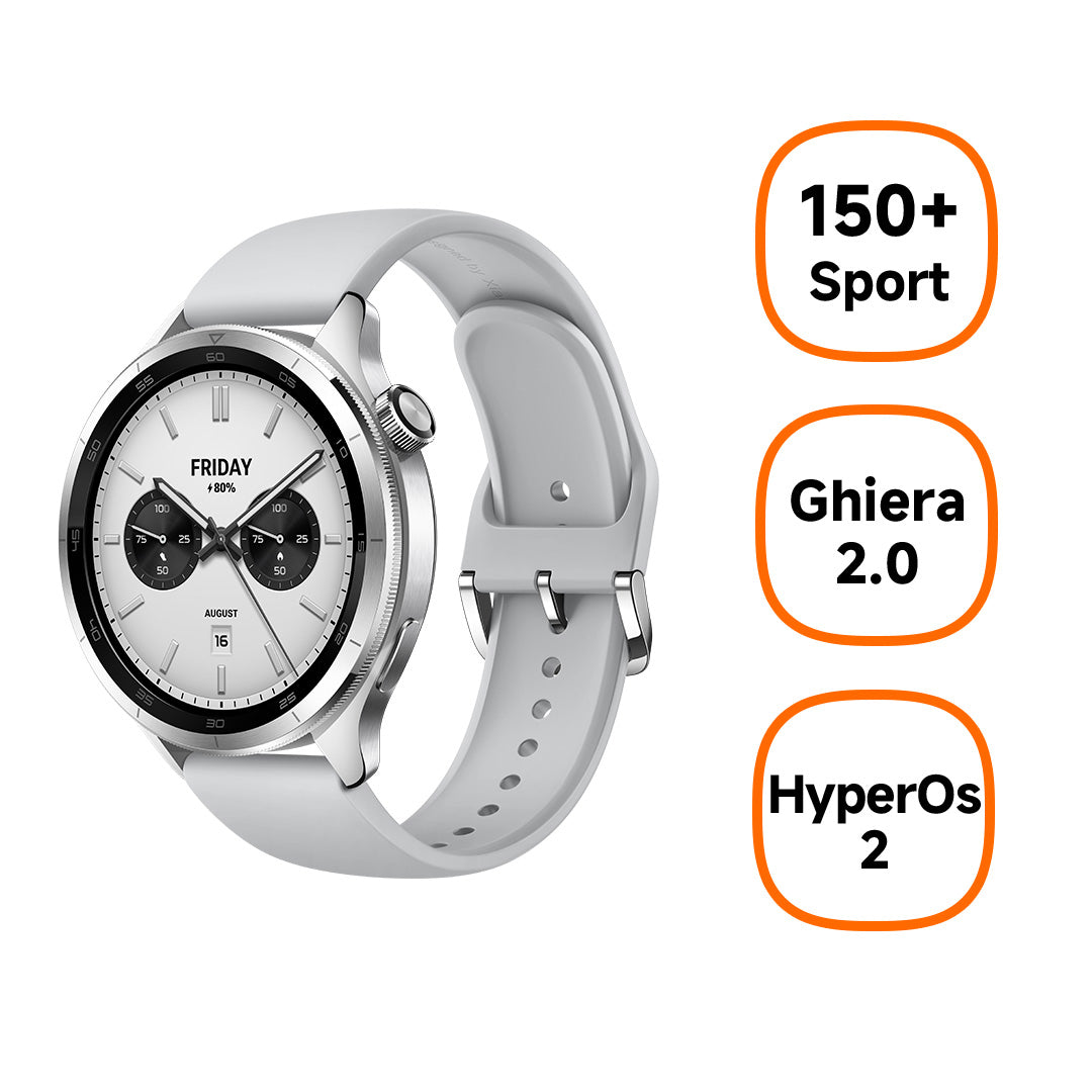 Xiaomi Smartwatch S4 – Smartwatch – 47 mm, 1,43" AMOLED, GPS, Mineralglas, 5 ATM, Silber, Sportarmband