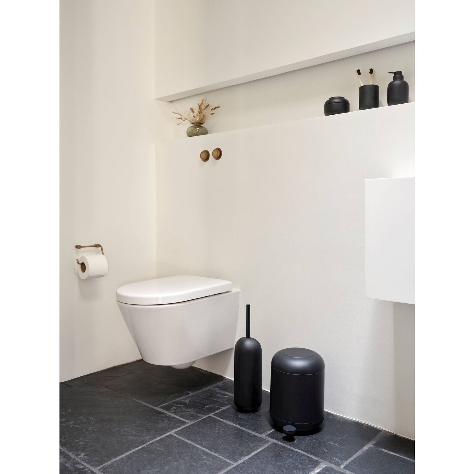 Zone Denmark WC-Bürstenset – Keramik, Stahl, Schwarz, H 41 cm, Ø 11,8 cm