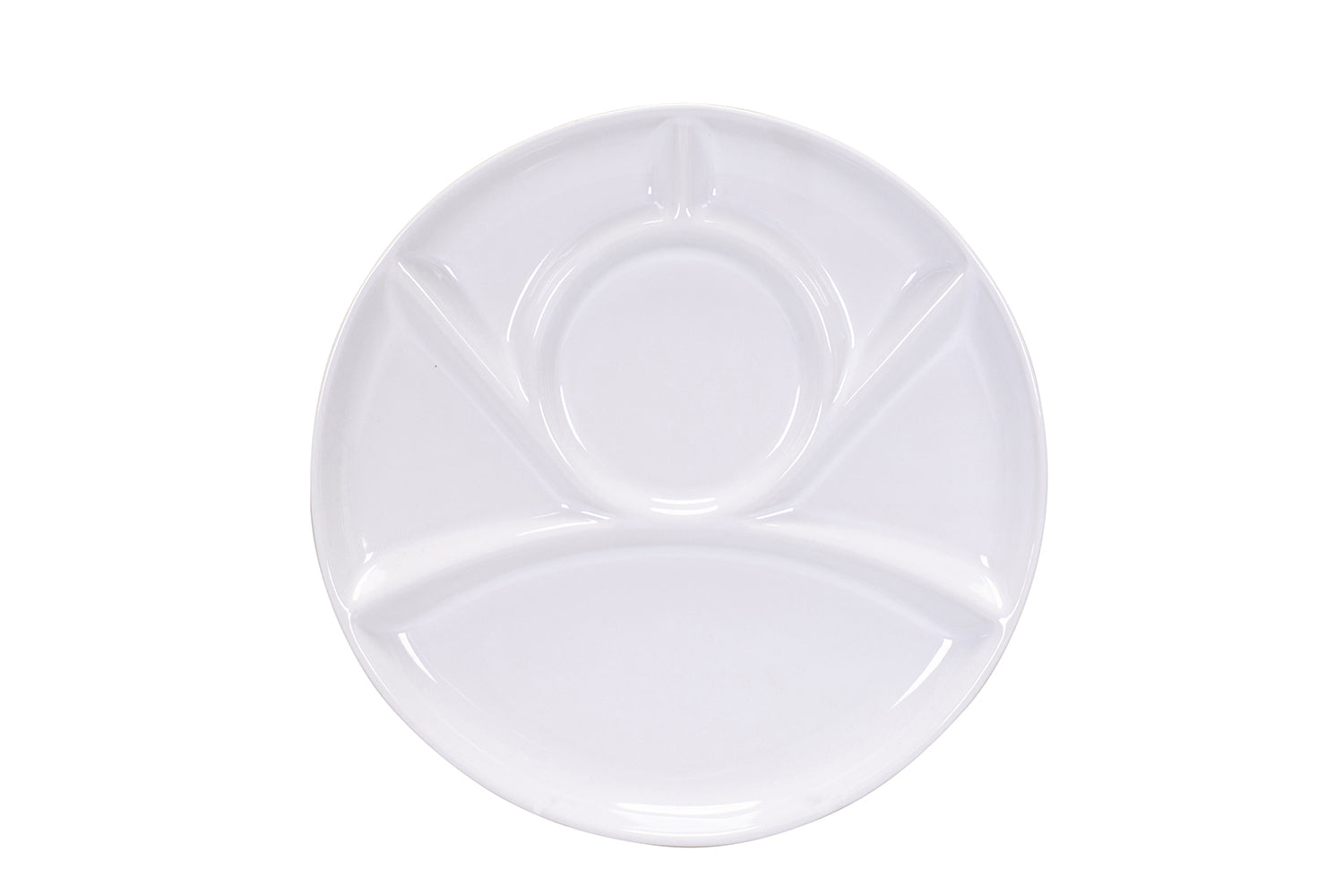 Kadastar Fleischfondue-Teller – Ø 23 cm, Keramik, Weiss, 6 Fächer, spülmaschinenfest