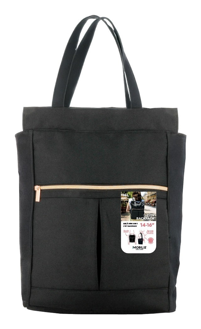 Mobilis City-Rucksack – für 16″, 16 l, mit Tablet-Fach – Schwarz, 150 × 210 × 60 mm