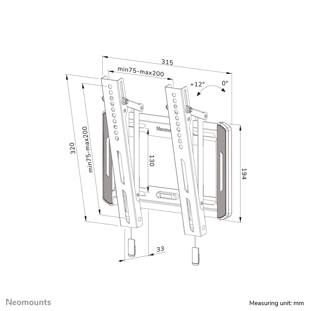 Neomounts Wandhalterung – neigbar – 24–65" – VESA 75×75–200×200 – bis 40 kg – WL35-550BL12, Schwarz