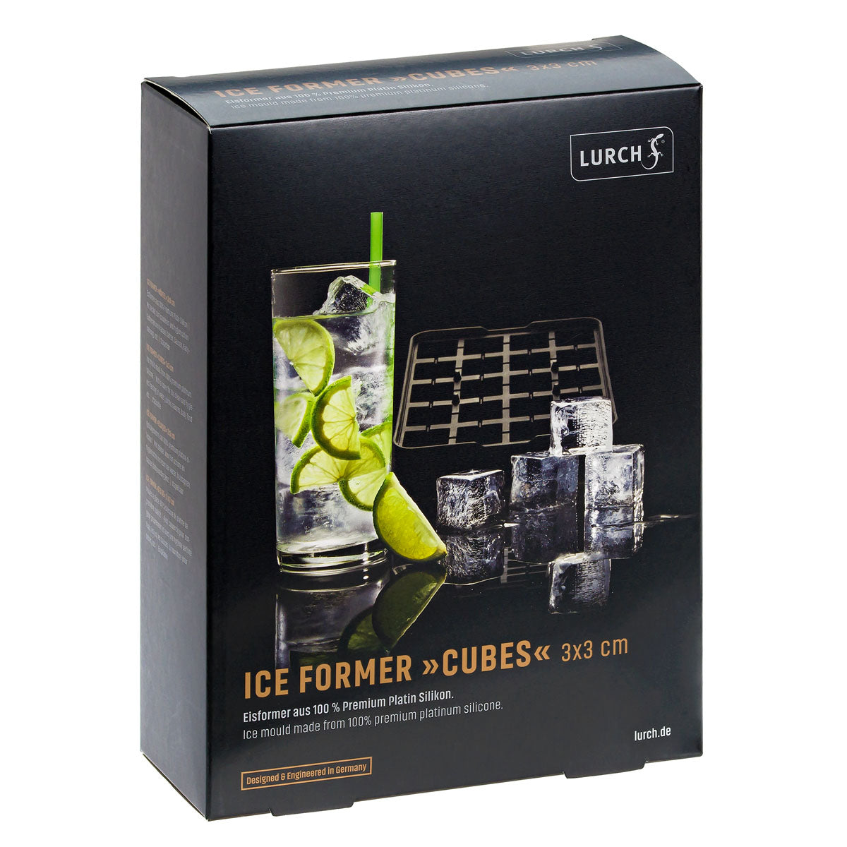 Lurch Eiswürfelform 20 Stk., Silikon, Schwarz, mit Deckel