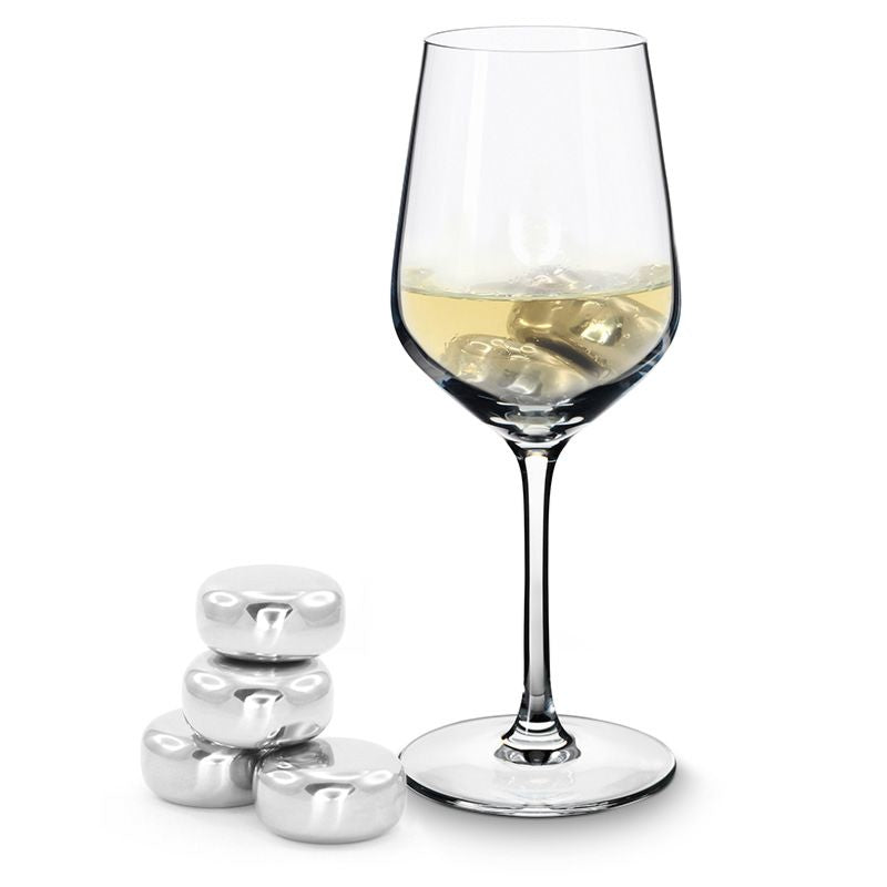 Pulltex Eiswürfel Inox – Ø 3,9 × 2 cm, Edelstahl, 4 Stk., spülmaschinenfest