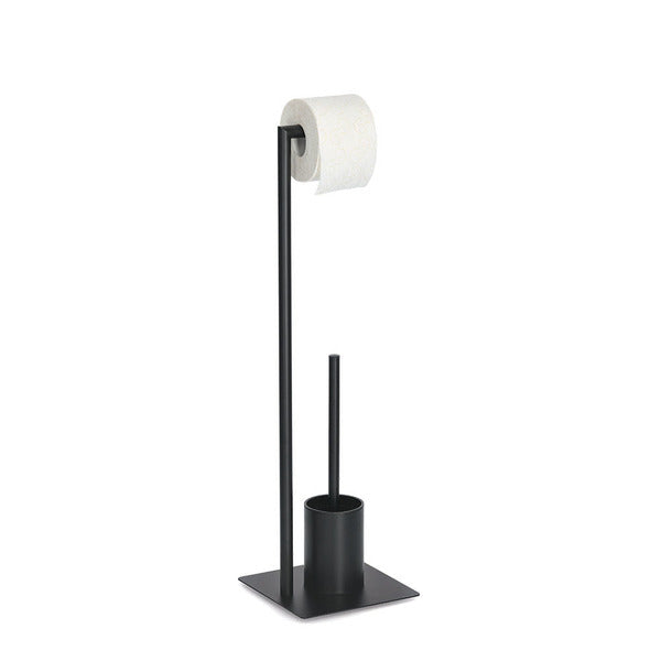 Zeller Present WC-Bürstenset – Metall, Schwarz, bodenstehend, mit Papierhalter, H 70 cm