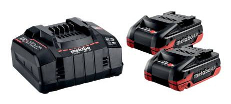 Metabo Akku- & Ladegerät-Set 18 V 4,0 Ah (72 Wh) – 2 Akkus, 1 Ladegerät – LiHD – für CAS, Metabo