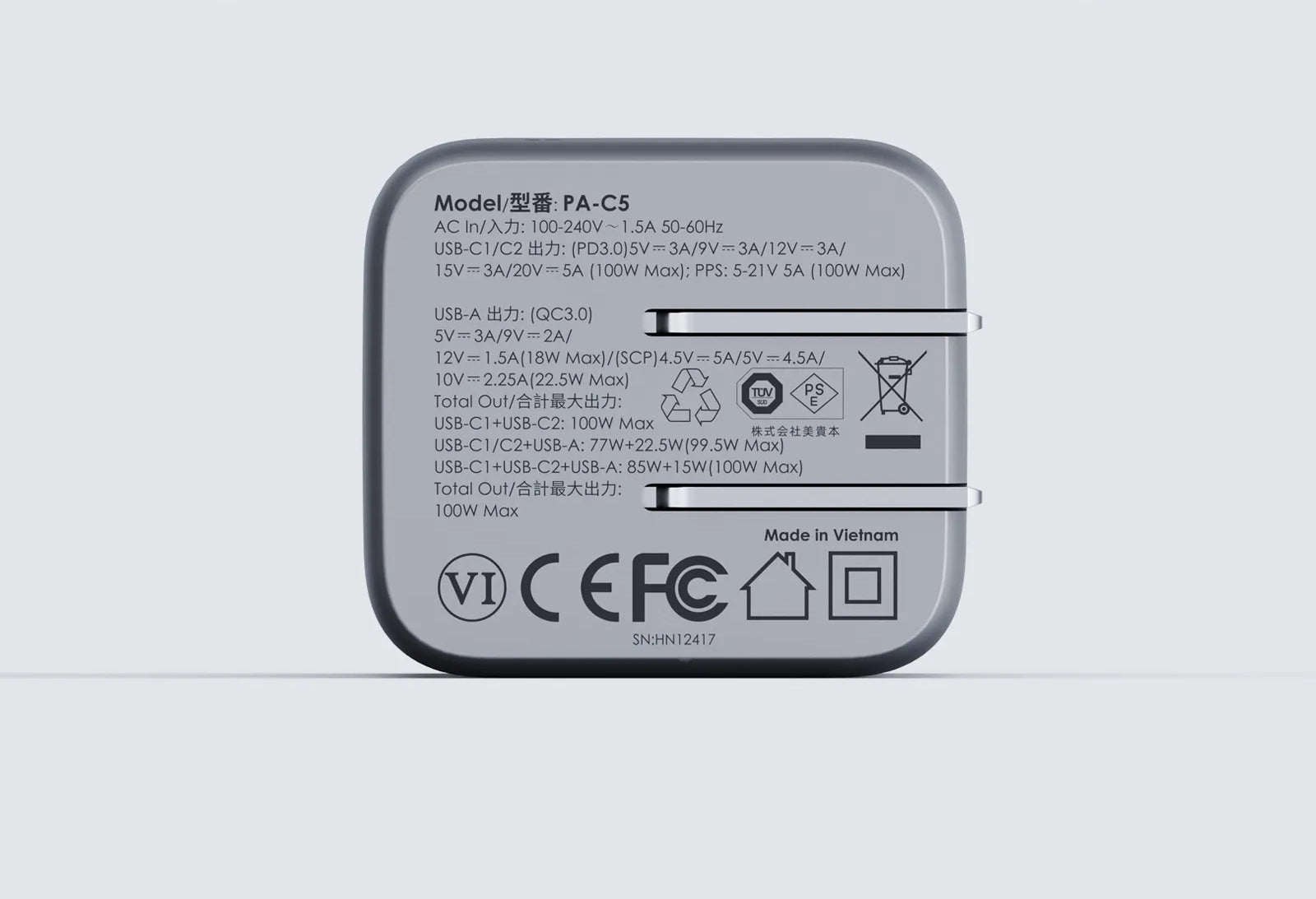 AUKEY Comet Mix PA-C5 Ladegerät – 100 W, PD, GaN – für Telefone, Tablets, Laptops