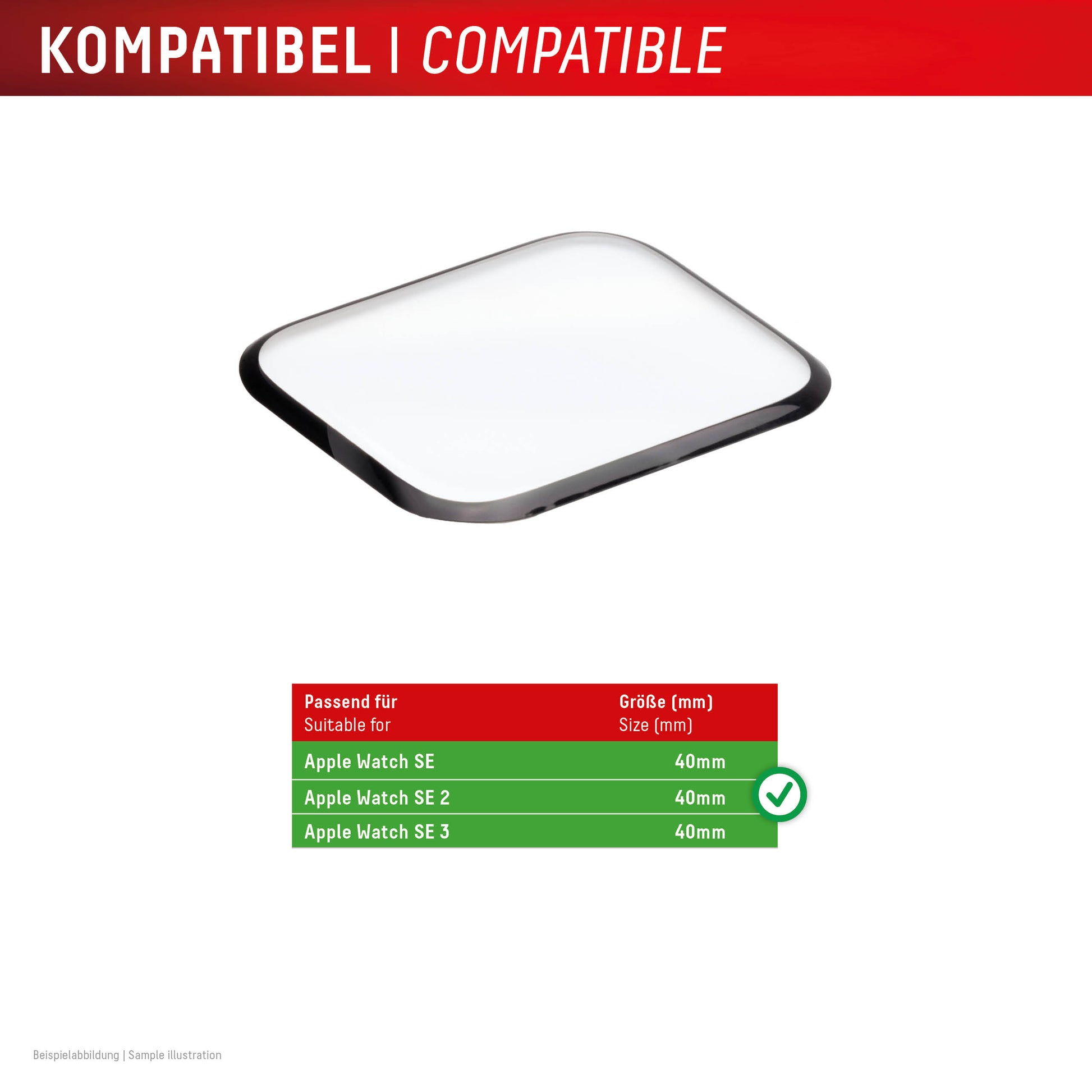 Displex Displayschutz  – Gehärtetes Glas, Transparent, für Apple Watch SE/SE2/SE (40 mm)