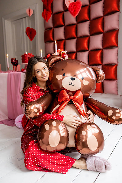 PartyDeco Folienballon Stehender Teddybär – Mehrfarbig – 75 × 84 cm – Folie – 1 Stk