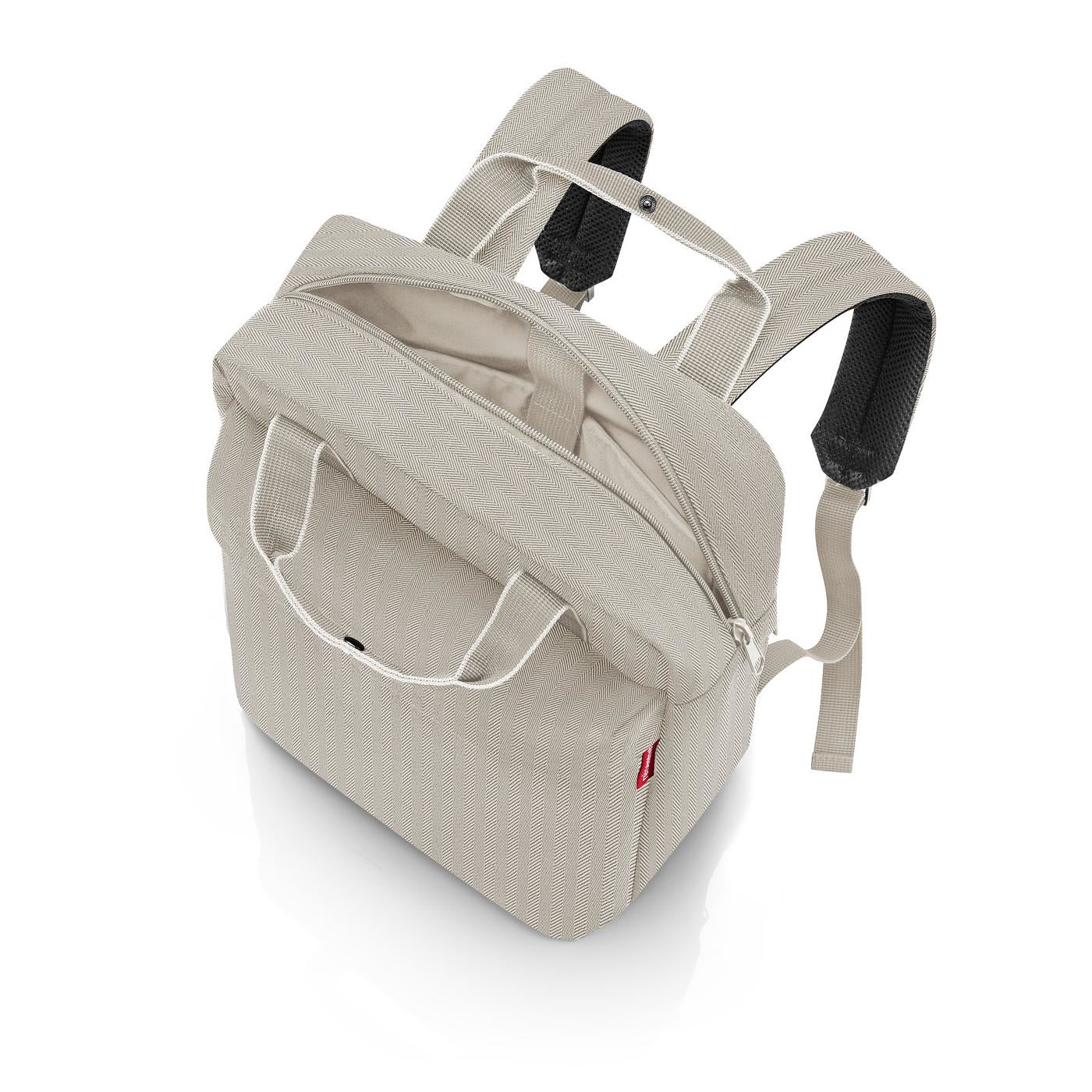 Reisenthel Allday Rucksack M – Lässiger Rucksack – 15 l, Polyester, Hellgrau, Herringbone Sand