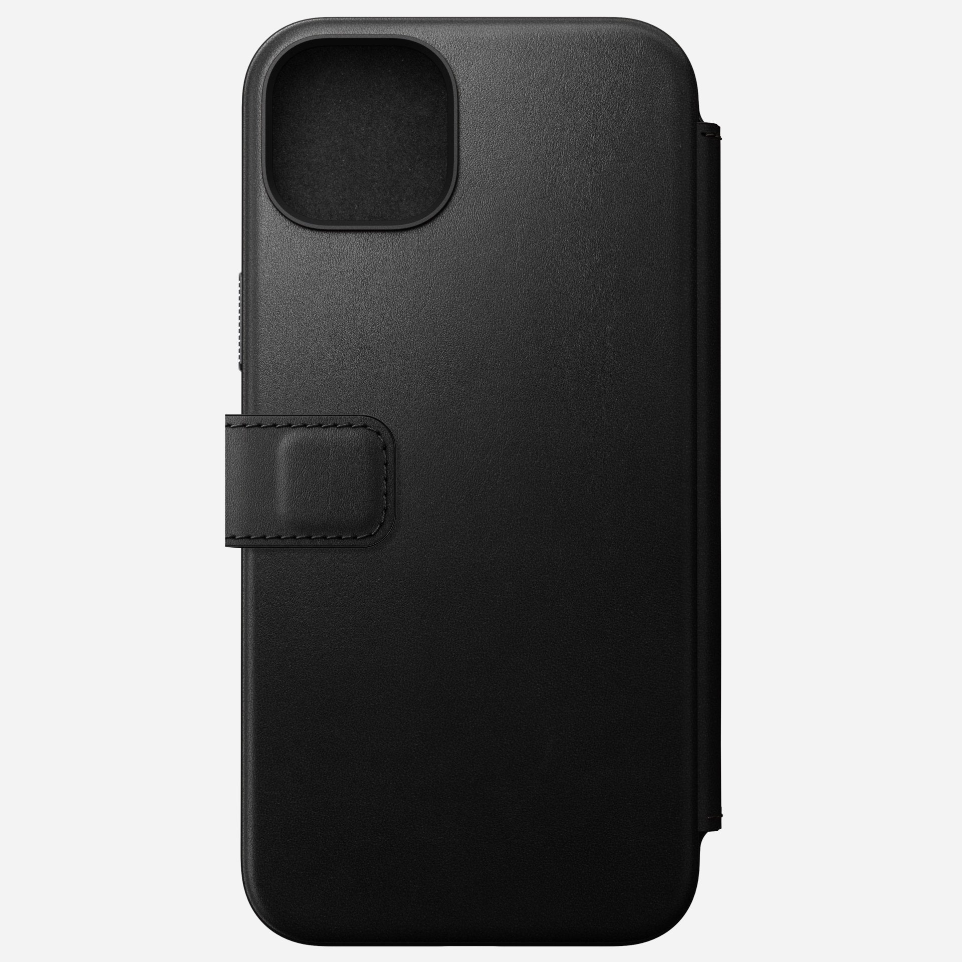 Nomad Moderne Wallethülle – für Apple iPhone 15 Plus, 3 Kartenfächer, Leder, Schwarz, bis 2,4 m sturzsicher