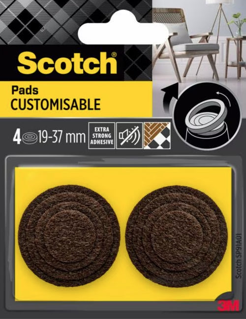 3M Scotch Stuhlgleiter Filz – Braun – für Stuhlbeine Ø 19–37 mm – 2 Stück