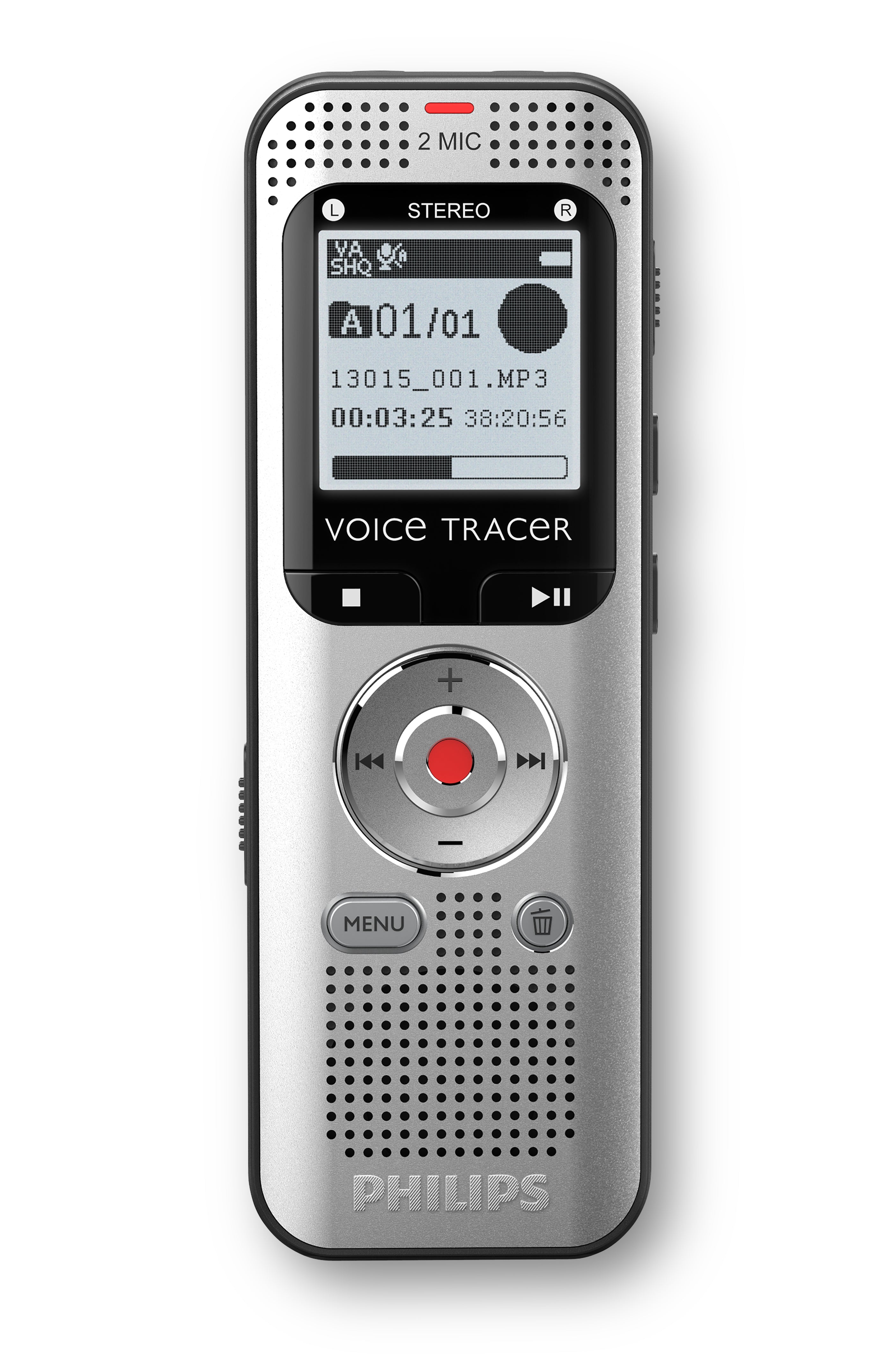 Philips VoiceTracer DVT2015 – Digitales Diktiergerät, bis 2370 h, 8 GB, 3,5 mm