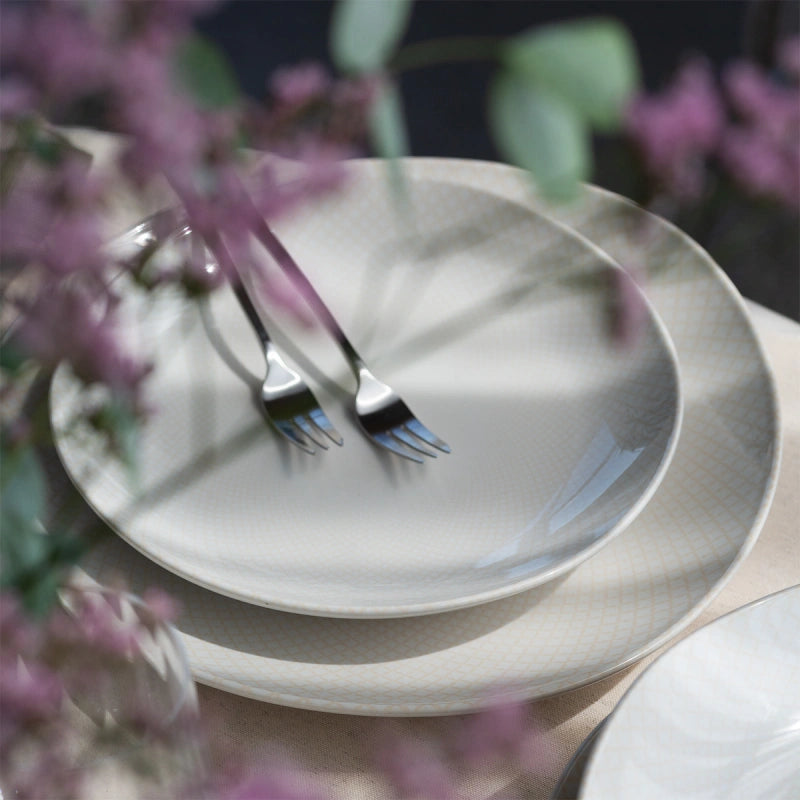 Lunasol Speise-Service Elements North Organic – Set 12-teilig, Ø 27/25/21 cm, Steingut, Beige