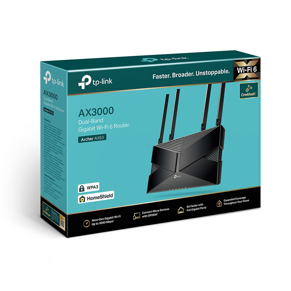 TP-Link Archer AX3000 (AX53) – WLAN-Router – Wi-Fi 6 Dual-Band (2,4/5 GHz), 3,0 Gbit/s