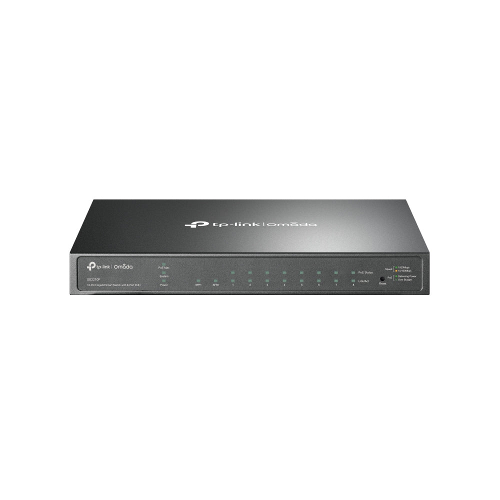 TP-Link SG2210P – Managed Switch – 8×GbE, 2×SFP, L2/L2+, PoE+ 53 W