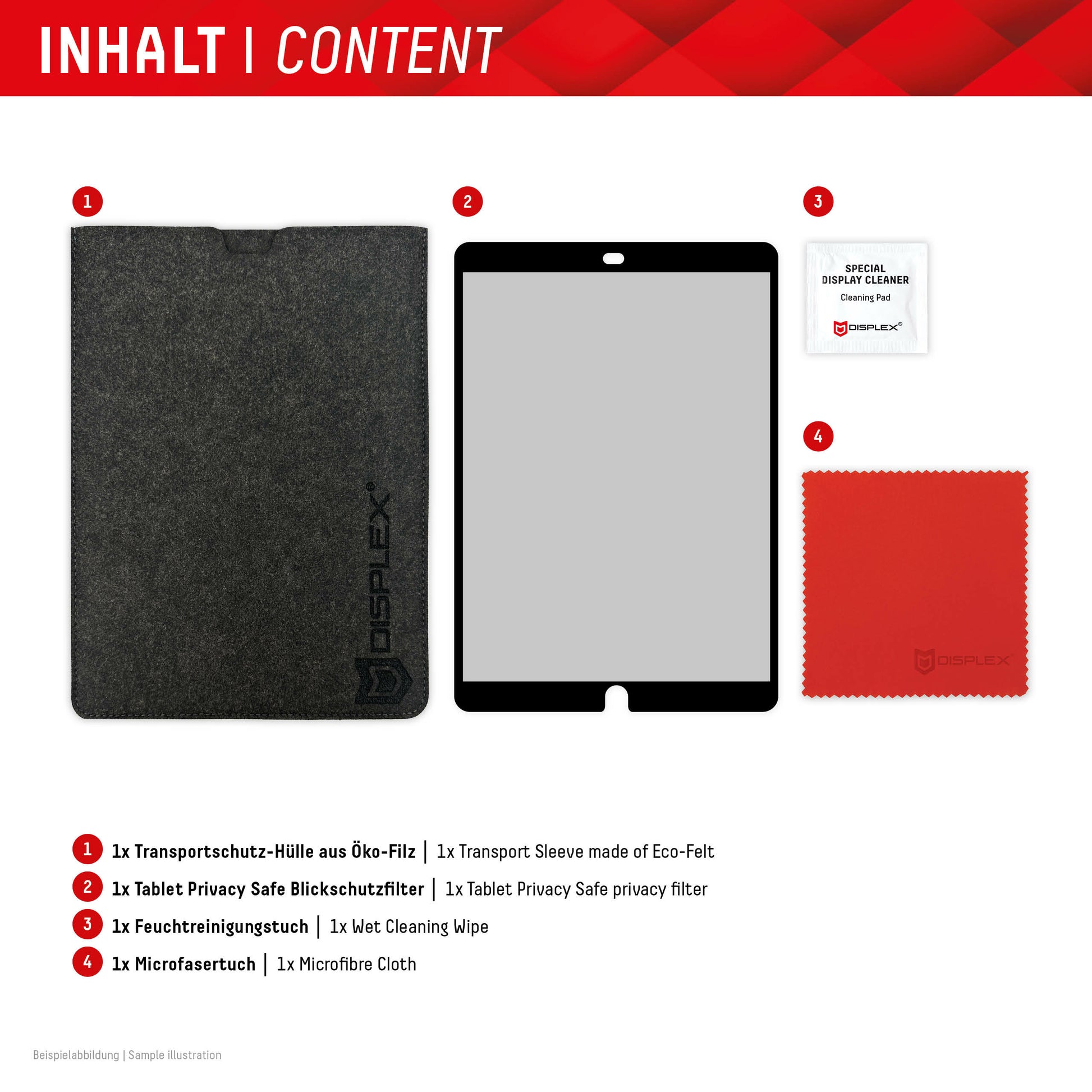 Displex Blickschutzfilter 3H, Anti-Fingerprint – für iPad 10,2" (7.–9. Gen.)