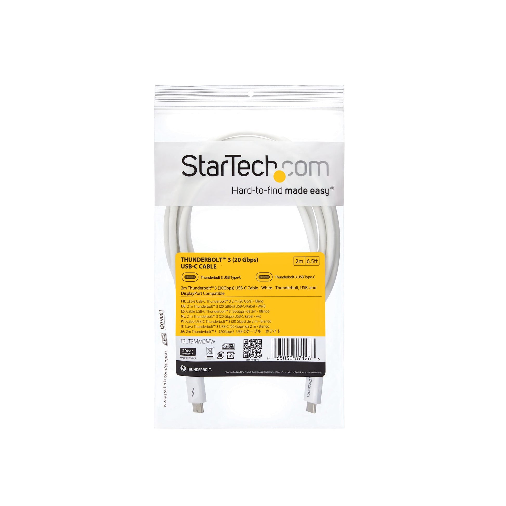 StarTech.com USB-C-zu-USB-C Thunderbolt 3 Kabel – 2 m, weiss