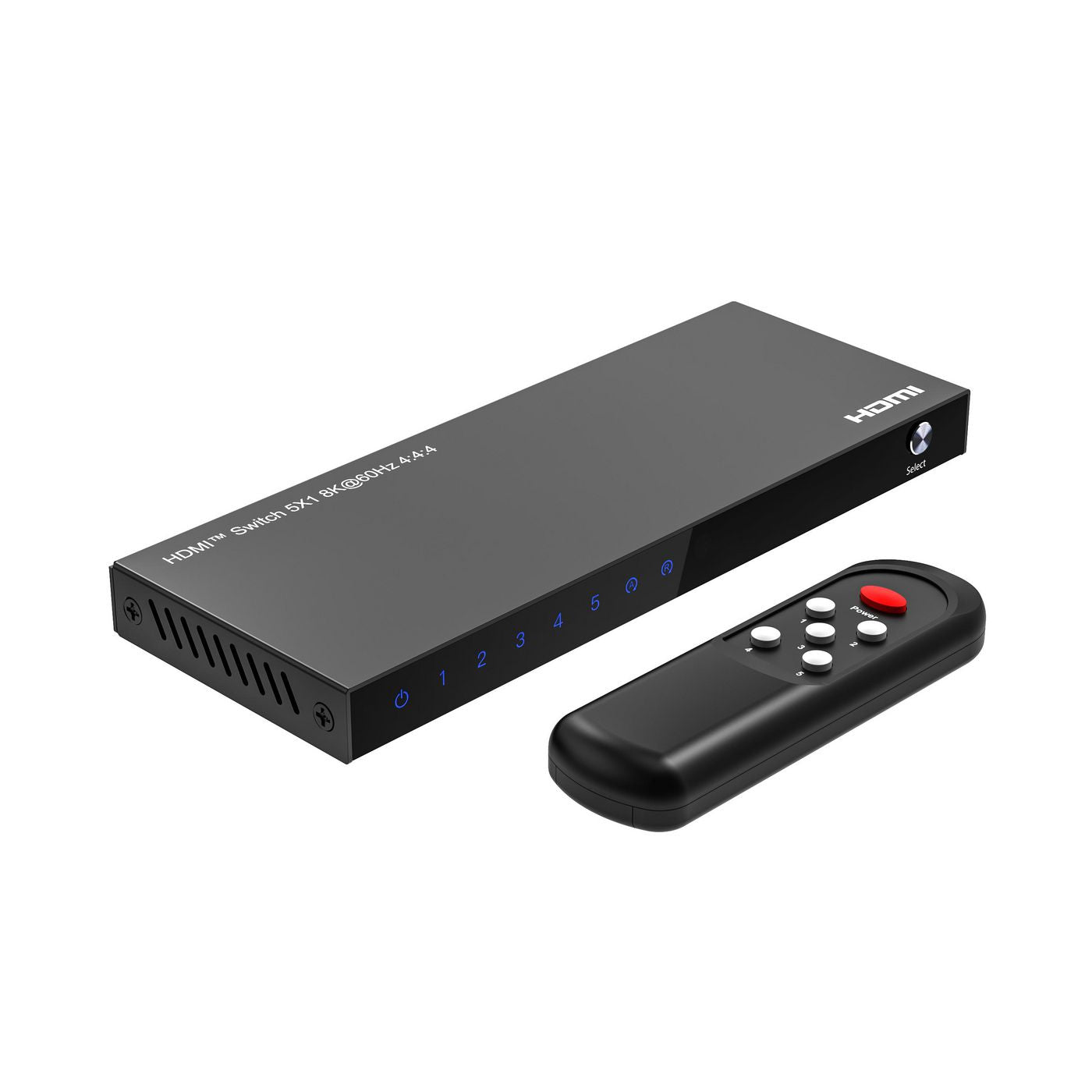 Microconnect MC-HDMISWITCH0501-8K – HDMI Switch, 5×1, 8K@60 Hz, HDCP 2.3, Fernbedienung