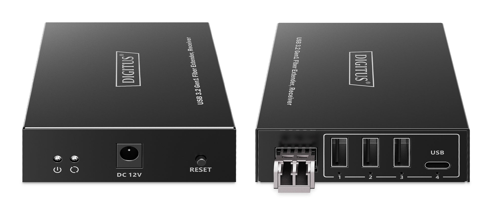 Digitus USB-Extender über Glasfaser – USB 3.2 Gen 1 (5 Gbit/s), 300 m, 3× USB-A + 1× USB-C, für USB-Geräte